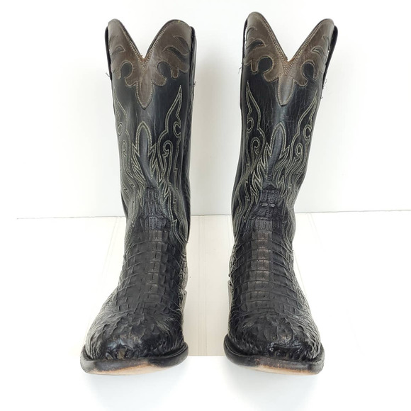 Lucchese  10D Custom Hornback Caiman Burnished Mad Dog Goat Shaft Cowboy Boots - Picture 9 of 13